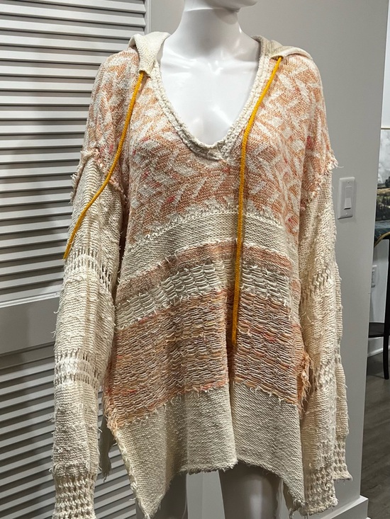 Free People Tops - Free People Coastline Crochet Hooded Pullover